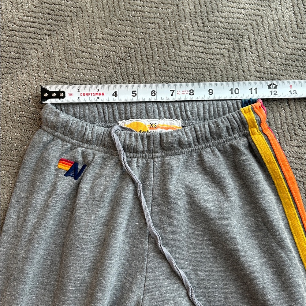 Aviator Nation Gray Joggers with Rainbow Side Stripe 5 SWEATPANTS - Size XSmall - Picture 10 of 14